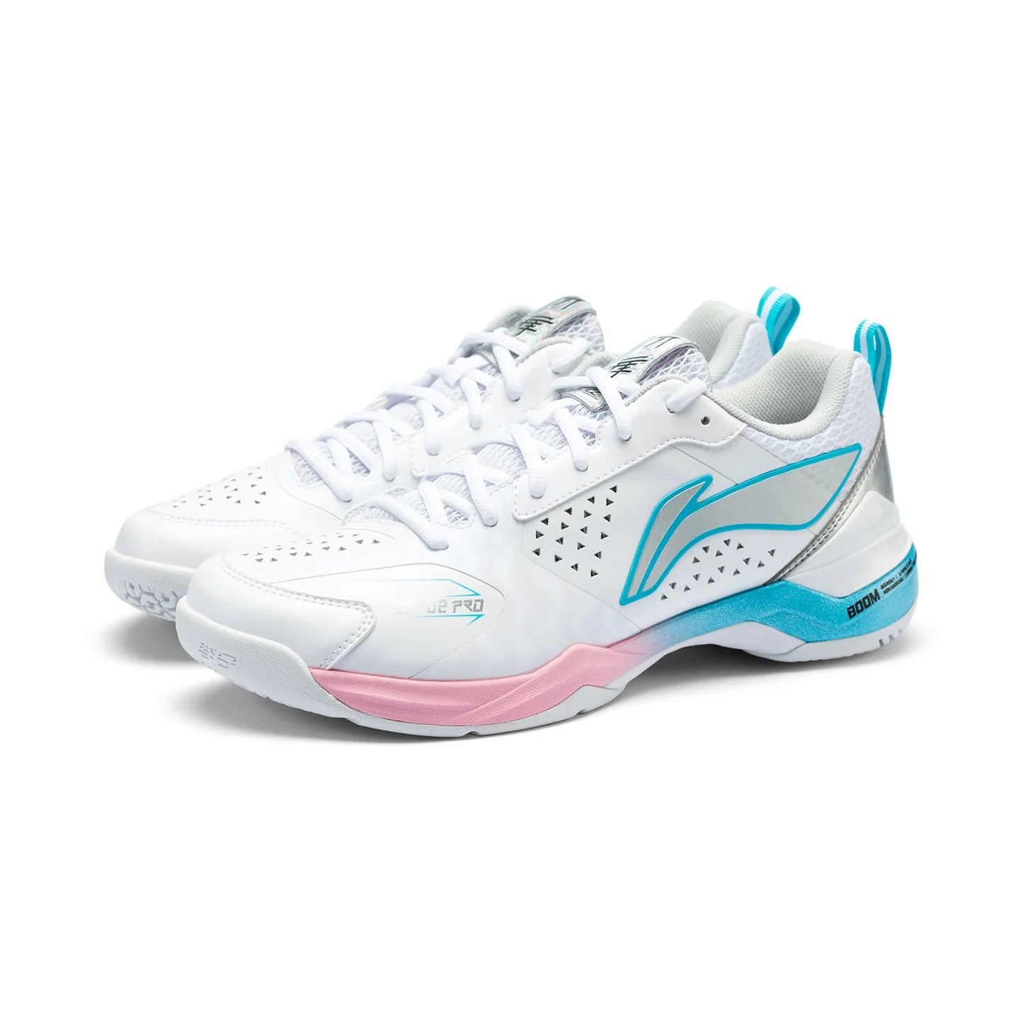 SCARPA DA BADMINTON UNISEX “BLADE II PRO” BIANCO/ROSA/AZZURRO CHIARO – AYZV001-2