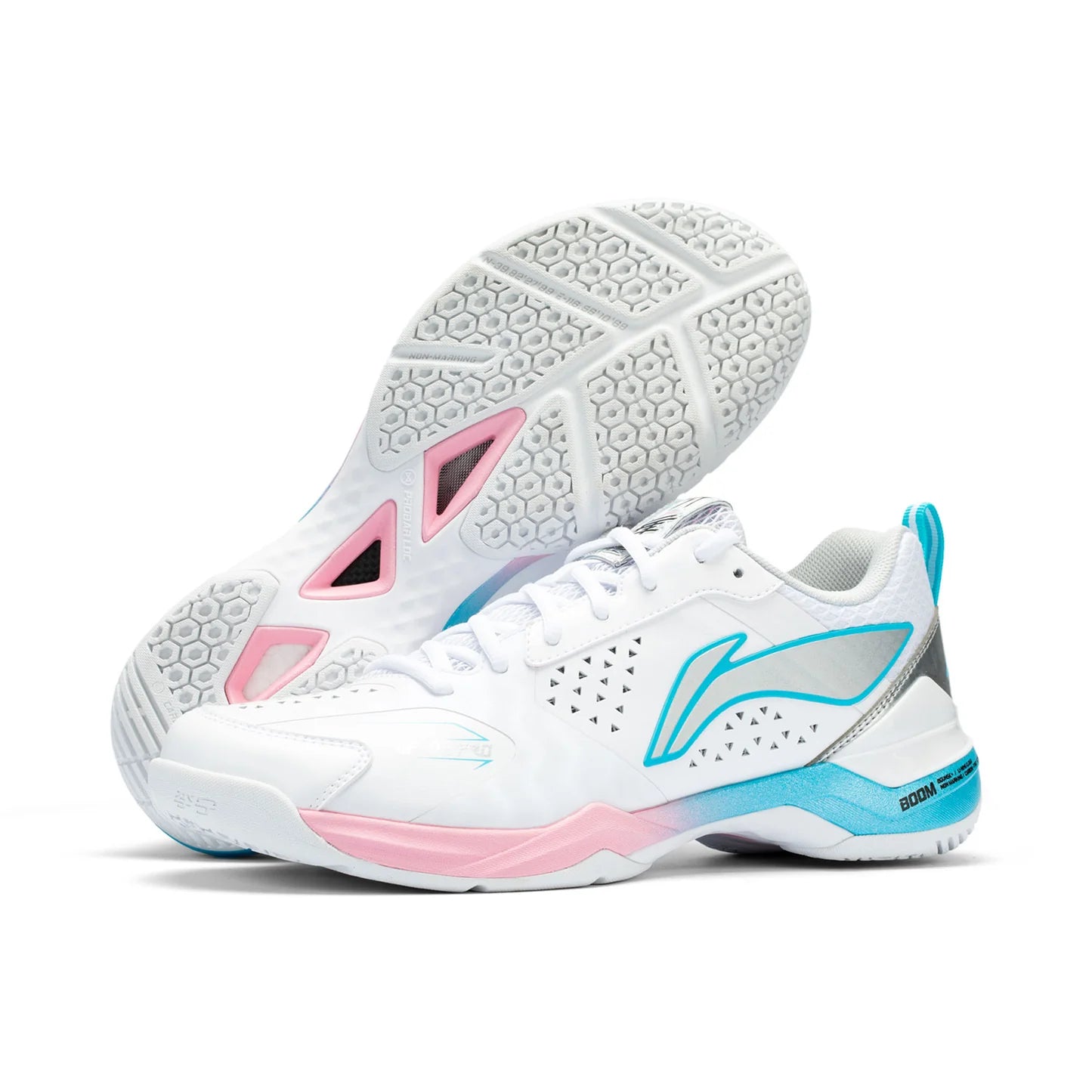 SCARPA DA BADMINTON UNISEX “BLADE II PRO” BIANCO/ROSA/AZZURRO CHIARO – AYZV001-2
